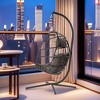 FURNIinspire Patio Swings Outdoor Indoor Outdoor Wicker Hanging Chair Swing Chair Egg Chair, Patio Swing With Gray Cushion, Gray, 36“*36"*77" - 2 of 4