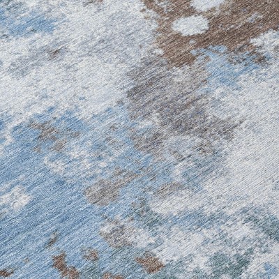 HomeRoots 10' X 14' Brown And Sky Blue Abstract Washable Indoor Outdoor Area Rug
