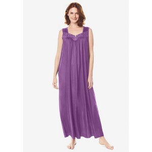 Only Necessities Plus Size Long Tricot Knit Nightgown - 1 of 4