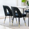 Velvet Upholstered Dining Chairs Set of 2, Accent Chairs with Nailhead Trim and Gold-Tipped Black Metal Legs for Kitchen or Dining Area - Panipeachy - 2 of 4