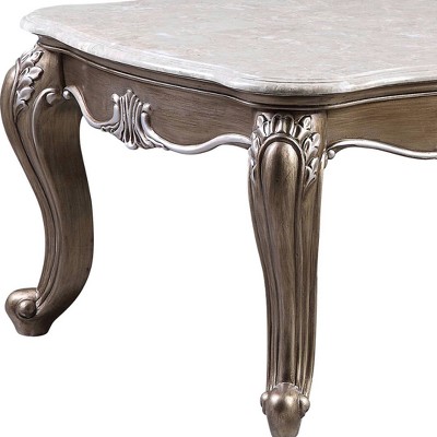 Elozzol Rectangular Marble Top Antique Bronze Coffee Table