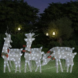 vidaXL Christmas Reindeers 6 pcs Silver Cold White Mesh - 1 of 4