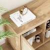 Acekool Boho Rattan TV Stand for 65” TVs, Natural Oak Media Cabinet with Adjustable Shelves, 2-Tier Storage, Mid-Century Modern Entertainment Center - 4 of 4