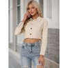 Allegra K Women's Turn Down Frayed Button Down Washed Cropped Denim Jacket - 2 of 4