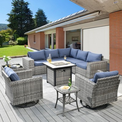 XIZZI Premium Outdoor Swivel Chair Sofa Set in 7 Colors, Modular Patio Seating with Swivel Chairs, Add-Ons Like Coffee Table and Fire Pit