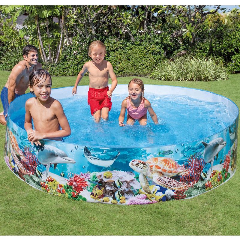 Intex Deep Sea Blue 8 feet x 18 inch SnapSet Instant Round Above Ground Swimming Kiddie Pool for Kids Ages 3 Years and Up, 5 of 6