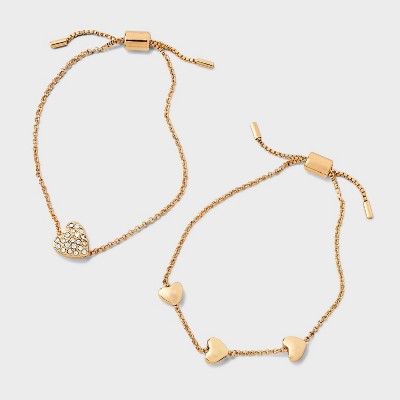 Sugarfix By Baublebar Gold And Crystal Stretch Bracelet Set 3pc