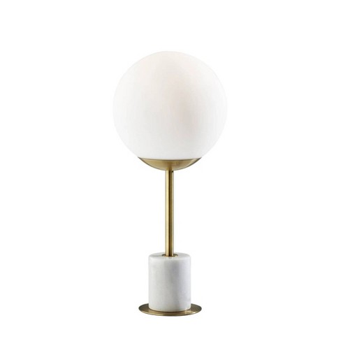 Adesso Terra Table Lamp Antique Brass: Marble Base, Matte Globe, Ul ...