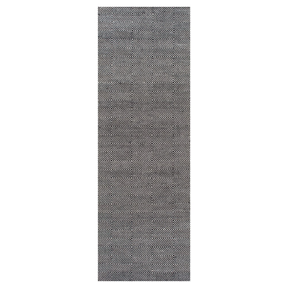 2'6inx8' Runner Ago Wool and Cotton Hand Woven Rug Black - nuLOOM