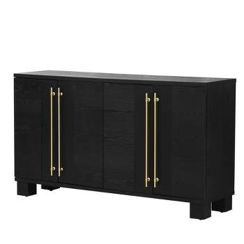 60" Traditional Style Sideboard, Storage Cabinet with Adjustable Shelves and Gold Handles 4M-ModernLuxe