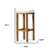 HomeRoots 31" White and Natural Boucle and Solid Wood Backless Bar Height Bar Chair - 3 of 4