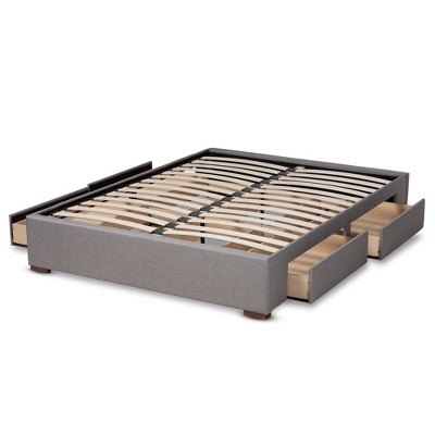 Leni King-Sized Light Grey Upholstered Bed Frame with Storage Drawers