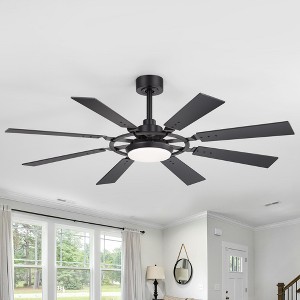Airsurfer 52" Modern Ceiling Fan with 22W Dimmable LED Light, 8 Plywood Blades, Matte Black Finish & Reversible Quiet Motor - 1 of 4