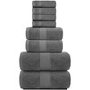 White Classic Luxury 100% Cotton 8 Piece Towel Set - 4x Washcloths, 2x Hand, and 2x Bath Towels - 2 of 4