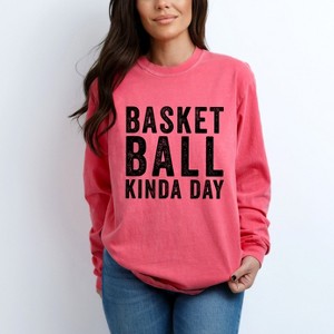 Simply Sage Market Women's Basketball Kinda Day Long Sleeve Garment Dyed Tee - 1 of 4