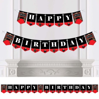 Big Dot of Happiness Red Carpet Hollywood - Movie Night Birthday Party Bunting Banner - Birthday Party Decorations - Happy Birthday