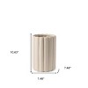 HomeRoots 11" Beige Cylinder Ribbed Texture Ceramic Table Vase - 3 of 4