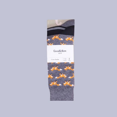 Men's Fox Novelty Socks 2pk - Goodfellow & Co™ Charcoal Gray 10-13