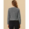 INSPIRE CHIC Women's Long Sleeve Open Front Work Office Short Plaid Tweed Blazer - 4 of 4