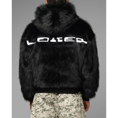 LOITER Mens Eastern Bloc Faux Fur Jacket - Black L — фото 2
