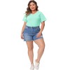 Agnes Orinda Women's Plus Size Basic Casual V Neck Short Sleeve Plain T-shirts - 3 of 4