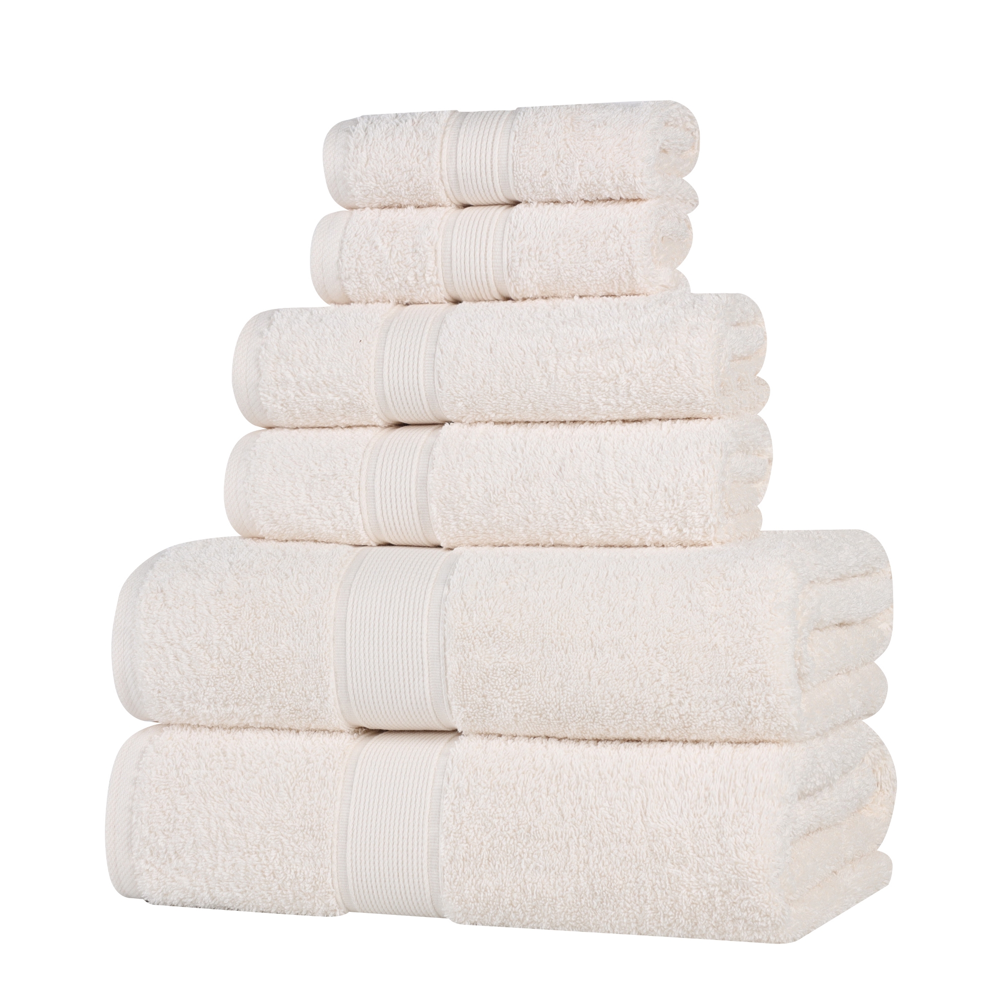 Organic Cotton Medium Weight Solid 6 Piece Towel Set, Ivory - Blue Nile Mills