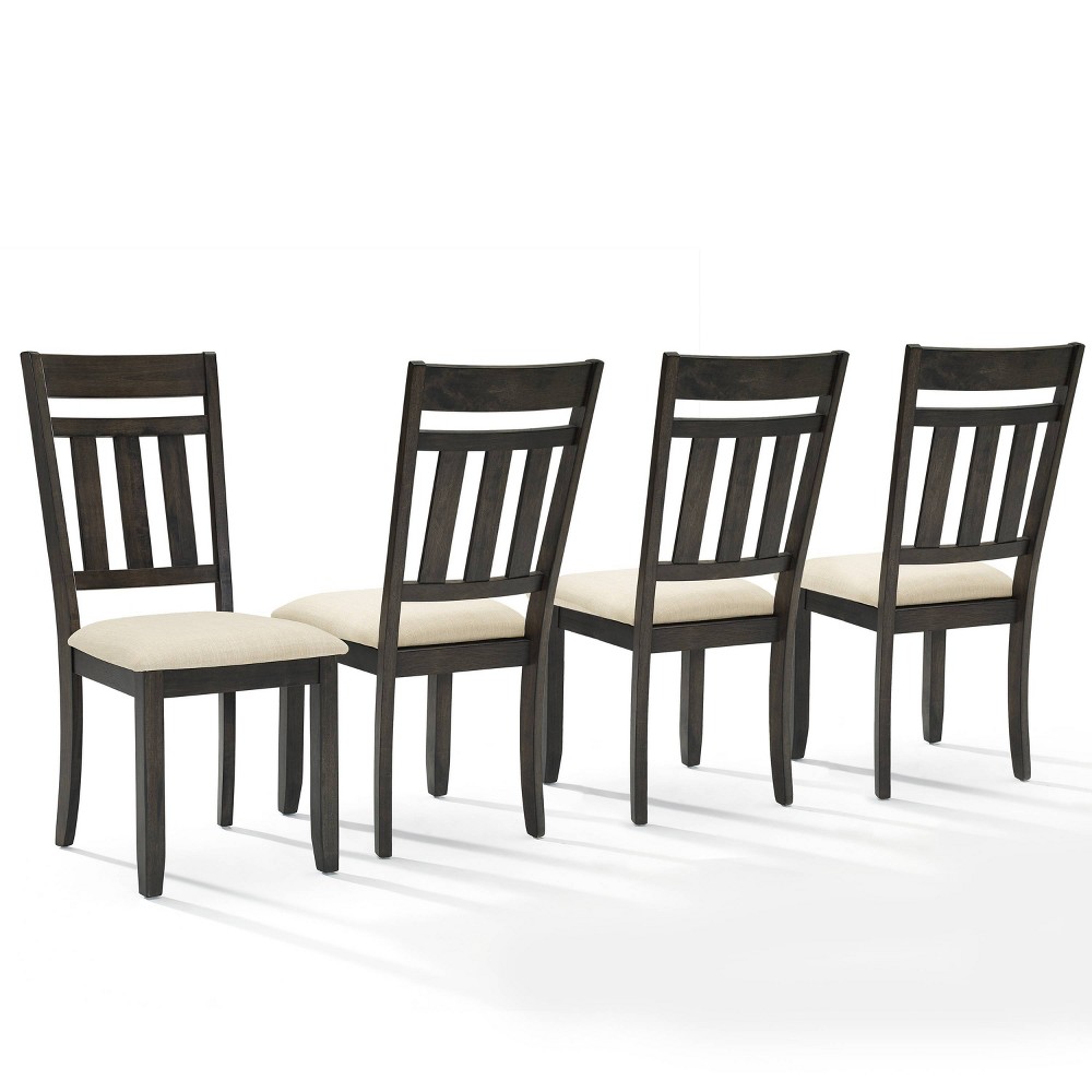 Photos - Dining Table Crosley Hayden 4pc Slat Back Dining Chair Set Slate/Creme: Upholstered Lin 