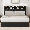Velvet Bed Frame with 4 Storage Drawers, Upholstered Queen Platform with Tufted Headboard and Nailhead Trim Design - 3 of 4
