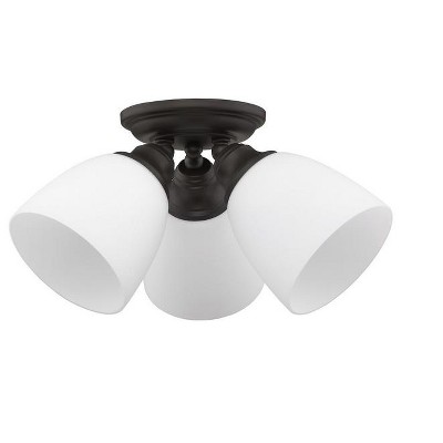 Somerville 3-Light Bronze Flush Mount with Opal Glass