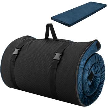 Tangkula Roll Up Memory Foam Sleeping Pad Portable Travel Camping Mattress w/ Carry Bag Waterproof & Removable Cover Plush Surface Anti-slip Bottom