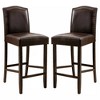 PU Faux Leather Armless Barstool (Set of 2) with Cushioned Backrest and Rubberwood Legs for Kitchen Island, Home Bar - 4 of 4