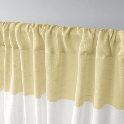 Yellow and White Striped Sheer Linen Rod Pocket Curtain Panels, 50" x 84"
