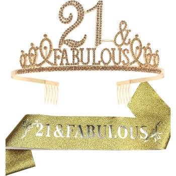 21st Birthday Sash And Tiara For Women - Fabulous Set: Glitter Sash
