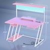 Aheaplus Gaming Desk with Hutch and LED Lights, Computer Table with Storage Shelves - 3 of 4