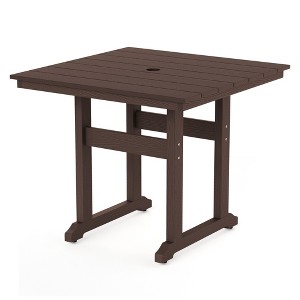 Square Outdoor Dining Tables for 4, HDPS Weather Resistant Patio Dining Table, 35" Outdoor Tables with 1.96" Umbrella Hole - 1 of 4