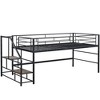 TIRAMISUBEST Mid Loft Bed with Storage stairs, Twin Size Metal Low Loft Bedframe with Guardrail, Kids Playhouse Bed - 4 of 4