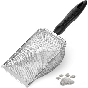FAAYFIAN Cat Litter Scoop Stainless Steel Mesh Scooper Long Handle Deep Shovel Non-Stick Coated Metal Litter Scoop - 1 of 4