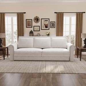 King Size Chesterfield Sofa, 3-in-1 Convertible Sofa Bed with Pull-Out Sleeper, Bed with Nailhead Trim and Rolled Arms-Coolbibila - 1 of 4
