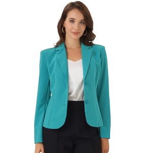 Allegra K Women's Elegant Work Office Lapel Collar Button Down Regular Fit Suit Blazer - 1 of 4