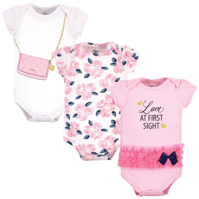 Little Treasure Baby Girl Cotton Bodysuits 3pk, Love At First Sight