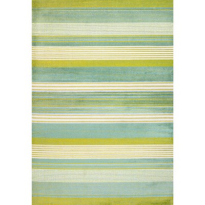 Duxbury Coastal Stripe Green/Blue Synthetic 3x5 Area Rug