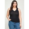 Slickblue Women's Plus Ribbed Polo Sleeveless Top, Fitted V-Neck Knit Blouse, Versatile Style, Black, 1XL-3XL - 2 of 4