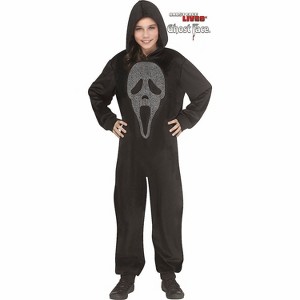 Ghost Face Girl's E-Z Bling Hooded Halloween Costume Jumpsuit - 1 of 1