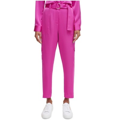 Calvin Klein Womens Satin Belted Casual Cargo Pants
