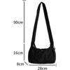 FATMOON Women’s Nylon Shouder Bag Pleated Crescent Purse with Drawstring Wrinkled Shoulder Straps Hobo Handbag Small Tote, Black - 3 of 4
