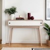 VANIRROR Entryway Table with 2 White Sliding Doors, Console Table with Storage,  Sofa Table for Hallway, Living Room, or Behind Couch, Natural Wood - 2 of 3