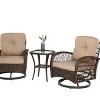 3 Piece Rattan Metal Patio Bistro Set,Outdoor Wicker Patio Conversation Set with Cushions,Coffee Table and 2 Swivel Rocker Chairs Set-Coolbibila - 2 of 4