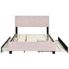 Queen Size Wooden Upholstered Platform Bed Frame with Twin XL Pullout Trundle Bed, and Two Drawers 4Q -ModernLuxe - 4 of 4