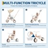 Acekool 7-in-1 Foldable Baby Tricycle, Toddler Trike with Parent Handle, 360° Rotating Seat, Canopy, Harness, Brakes, for Boys & Girls Pink - 3 of 4
