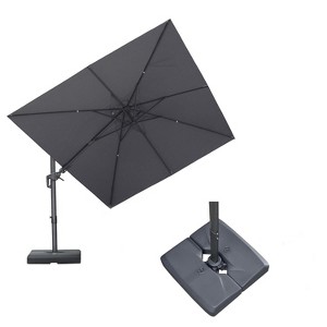 PURPLE LEAF Cantilever Patio Umbrella Outdoor Offset Umbrella with 3 Years Fade Resistance Recycled Fabric With Base - 1 of 4